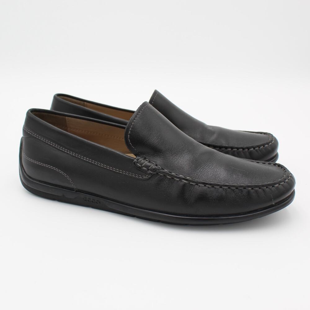 ECCO Loafer 43 Mens 9 Black Leather Comfort Casual Shoe Office Driving Moccasin